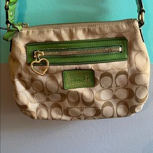 Green Coach cross body purse